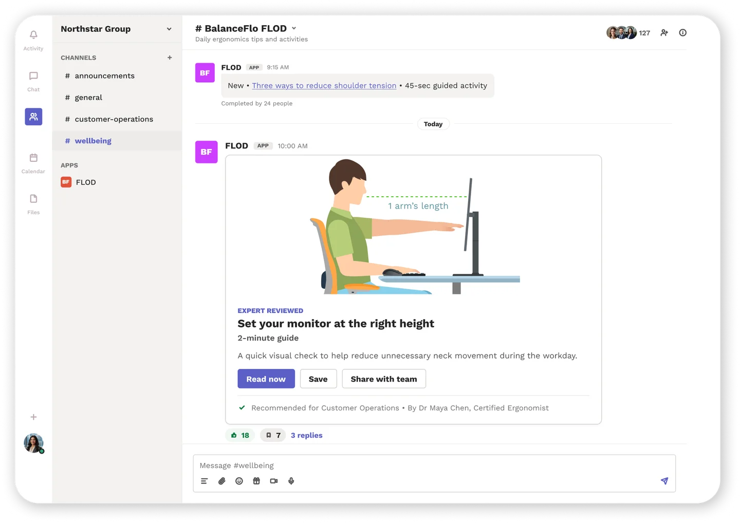 BalanceFlo FLOD mobile app interface with simple visual guidance.